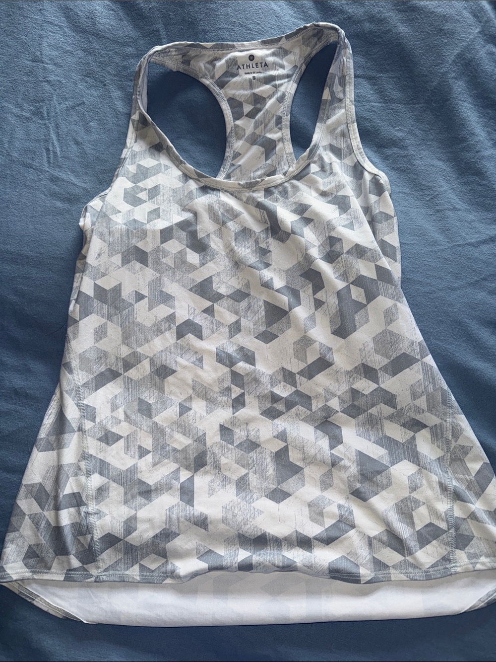 Athleta White & Gray Geometric Racerback Tank